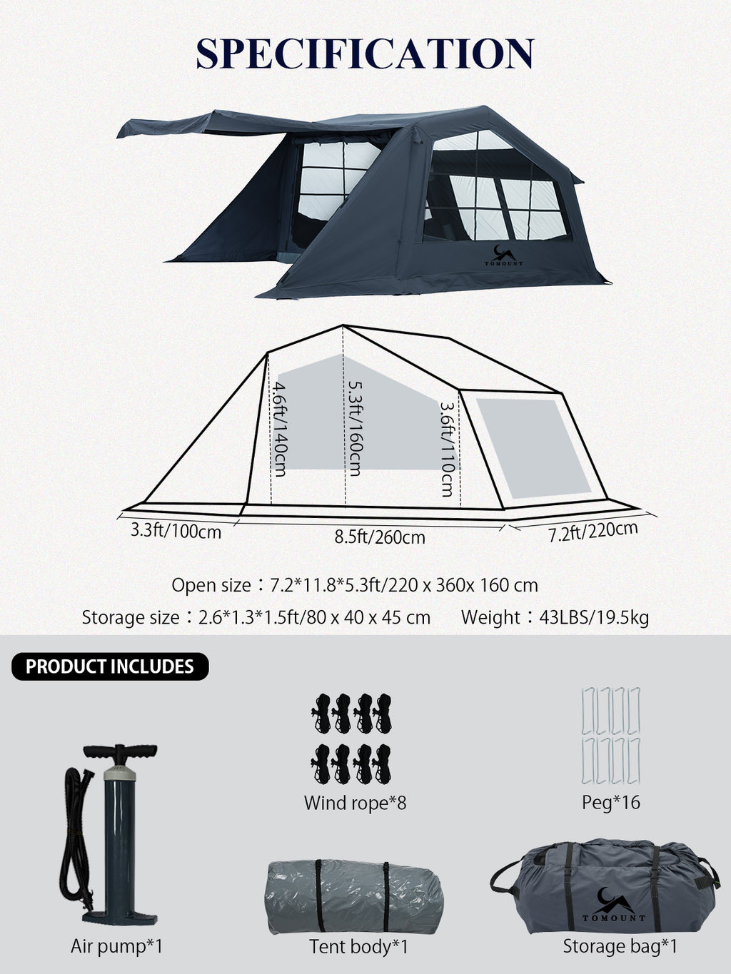 LODGE AIR-night 2-4 Person Air Hot Tent