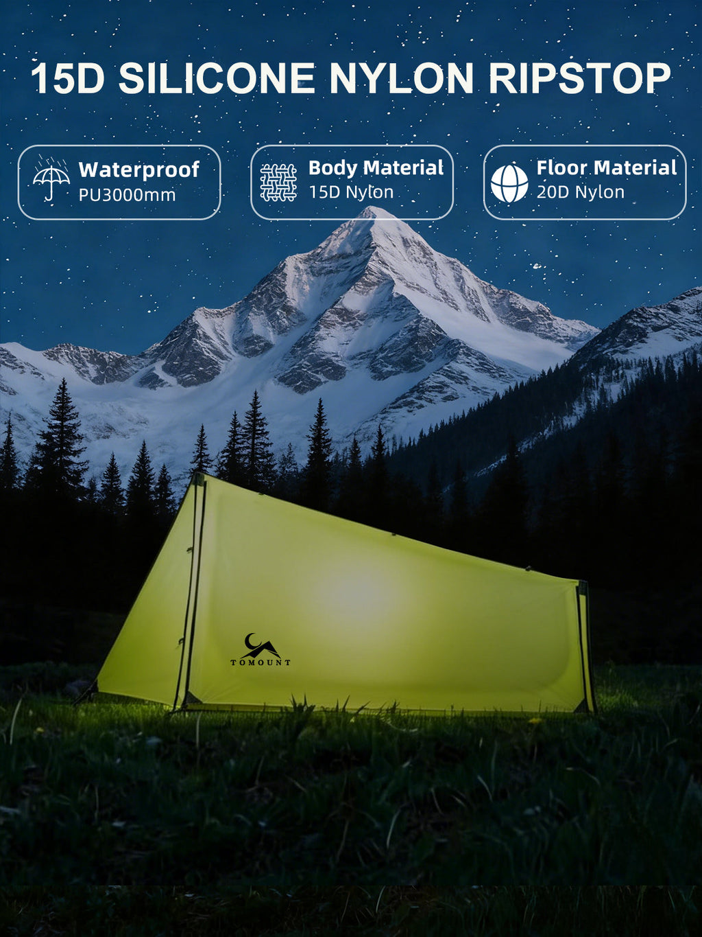 TOMOUNT Ridge™ Ultralight 15D Silnylon Bivy Trekking Pole Tent