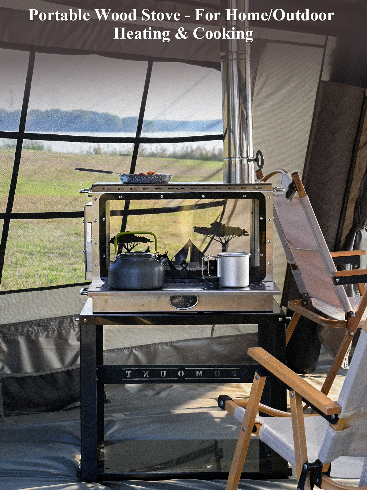 TOMOUNT Ultra-Large Capacity Wood Burning Stove for Hot Tents & Canvas Tents