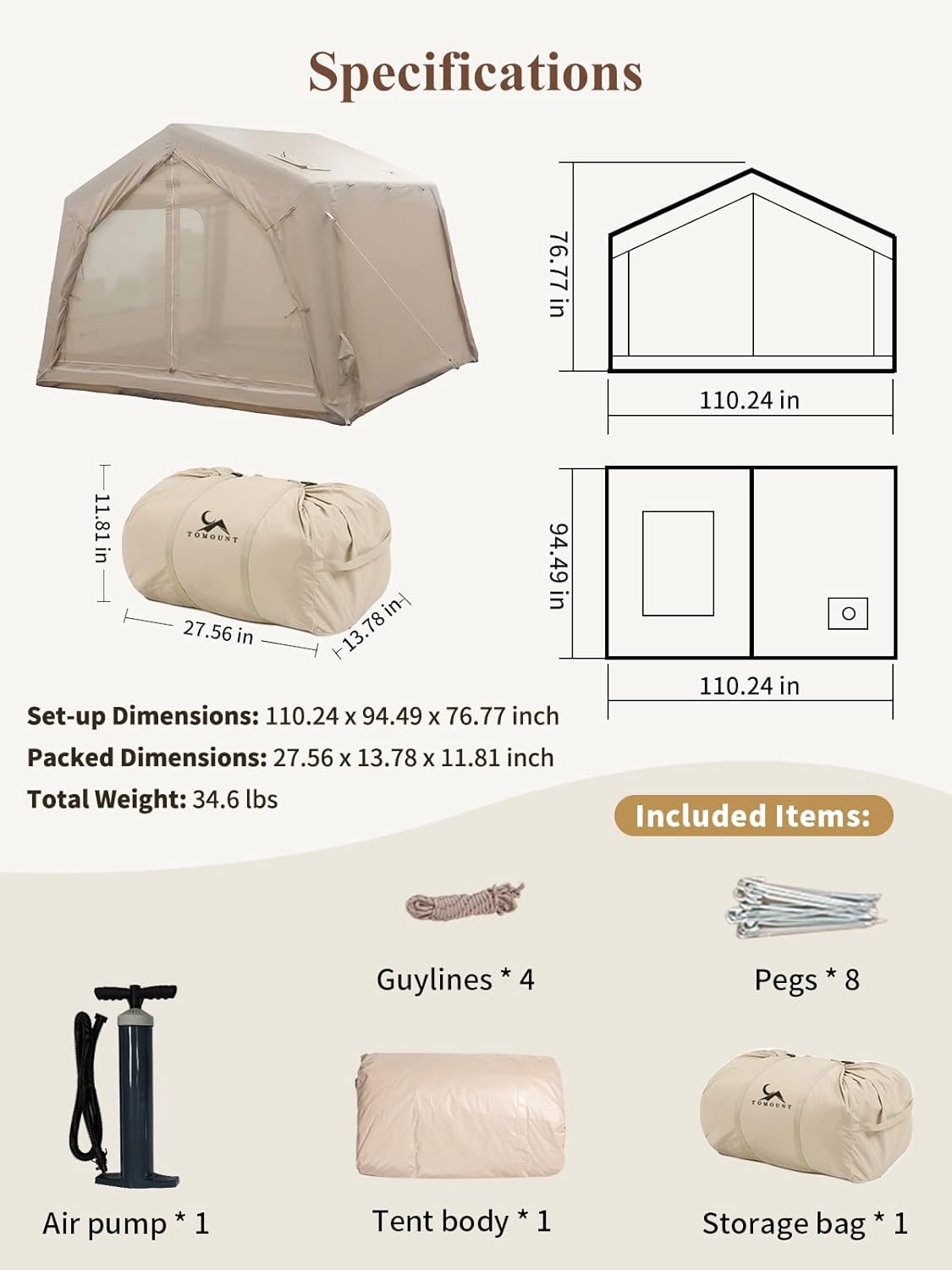 Pre-sale LODGE AIR-7 3-4 Person Blow up Air Hot Tent