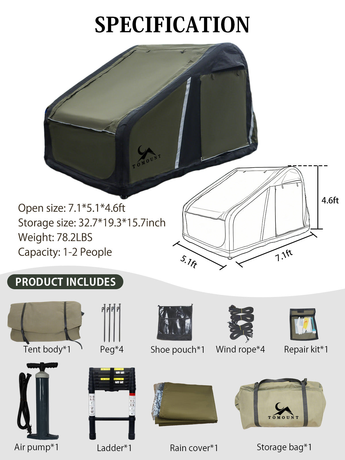 TOMOUNT Car Tent Spacious Glamping Edition