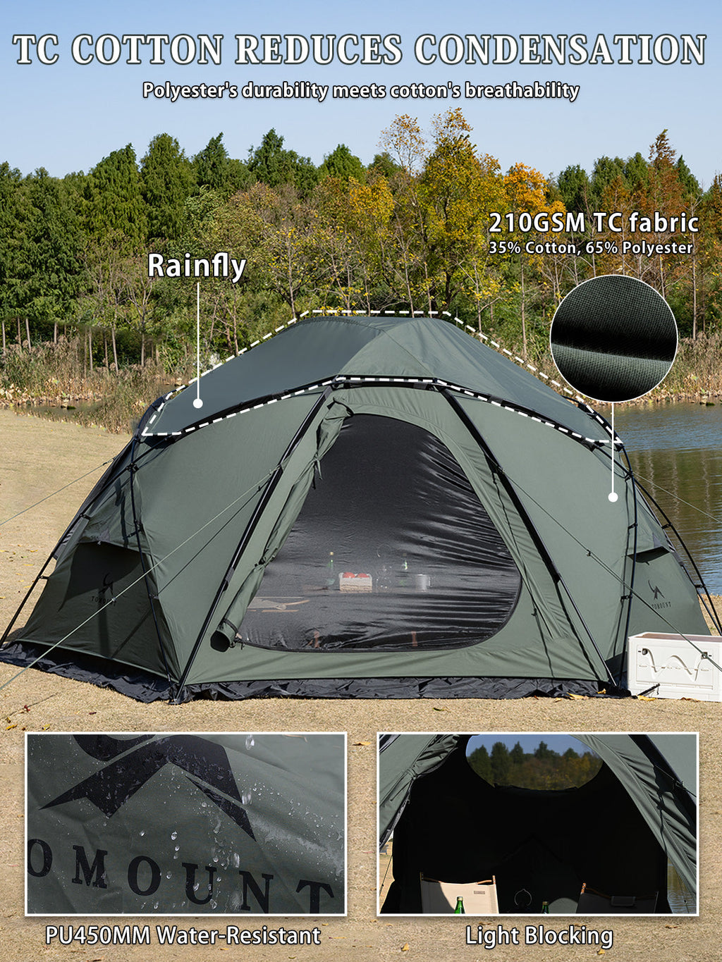 TOMOUNT Zeal™ pro Dome Canvas Tent 4-Season Glamping Hot Tent