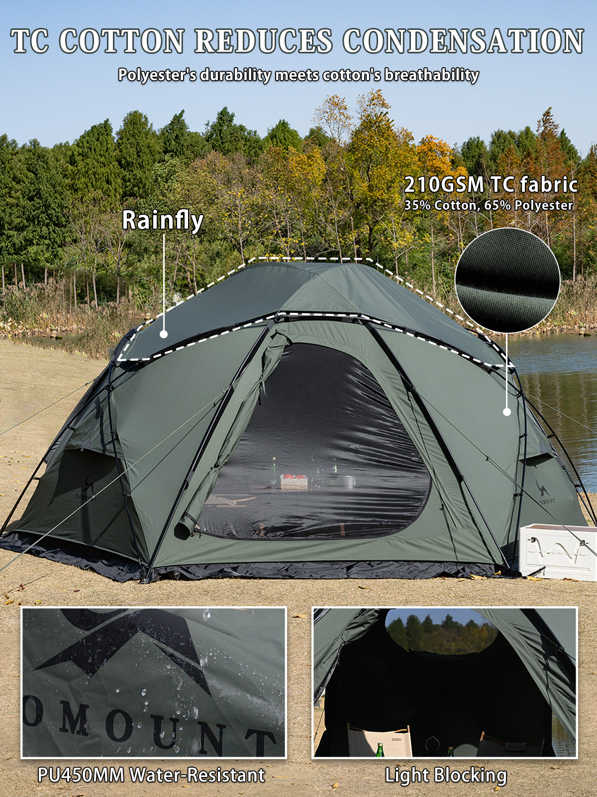 TOMOUNT Zeal™ pro Dome Canvas Tent 4-Season Glamping Hot Tent
