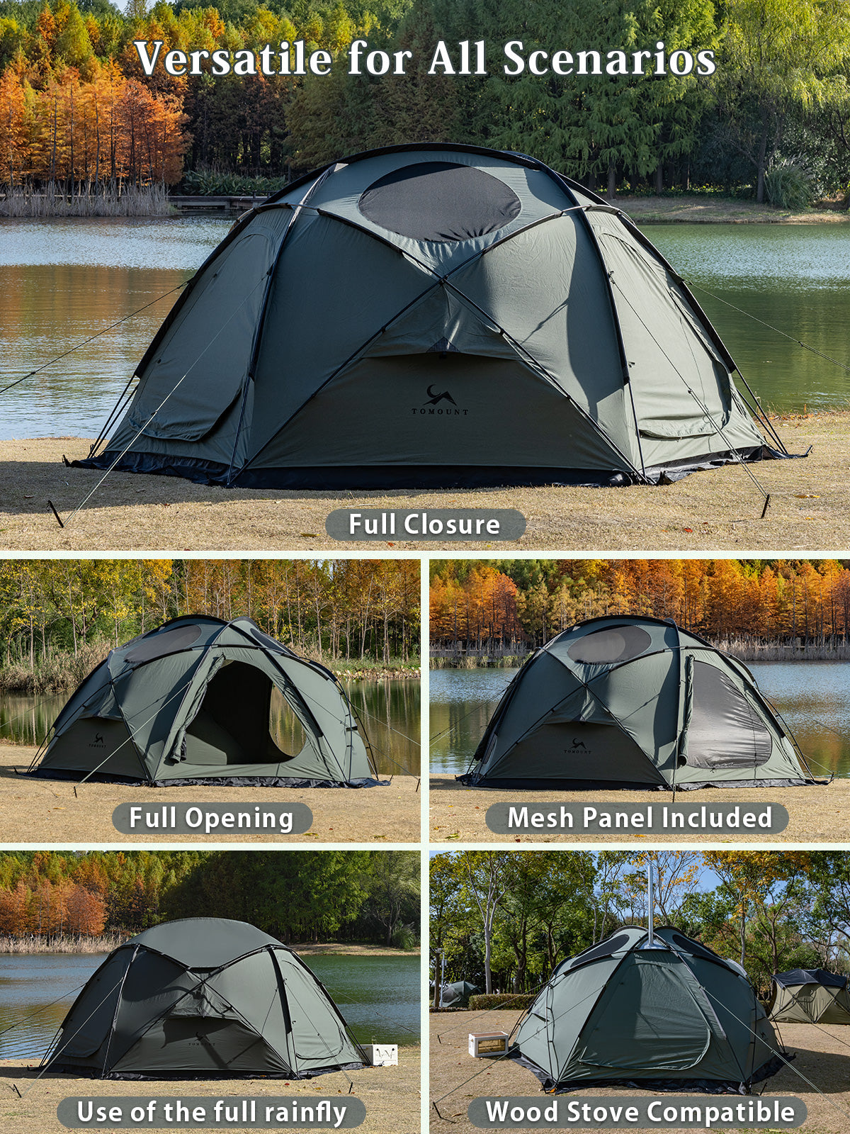 TOMOUNT Zeal™ pro Dome Canvas Tent 4-Season Glamping Hot Tent