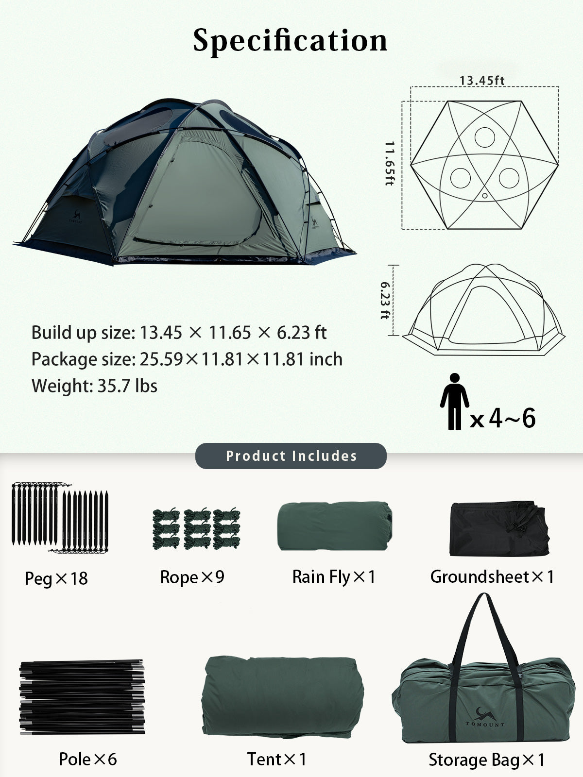 TOMOUNT Zeal™ pro Dome Canvas Tent 4-Season Glamping Hot Tent