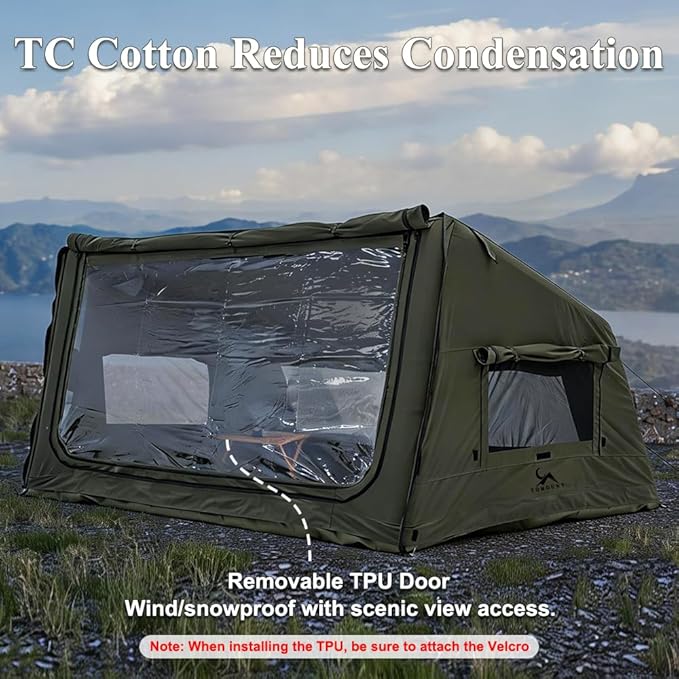 LODGE AIR-X2 Inflatable Canvas Easy Setup Blow Up Tent for Camping