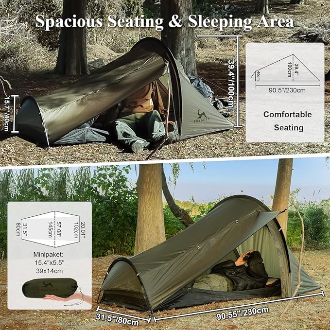 TOMOUNT Galle™ Ultralight 15D 1 Person Waterproof Bivy Tent