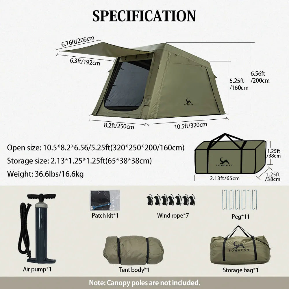 LODGE AIR-8L 3-4 Person Air Tent with Stove Jack