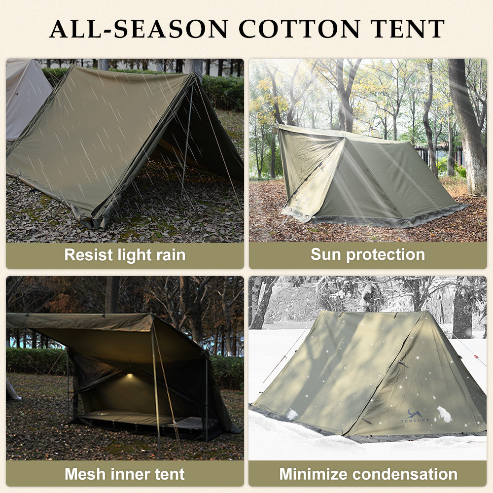 TOMOUNT Fort™ Tactical Canvas Tent Durable Bushcraft Shelter