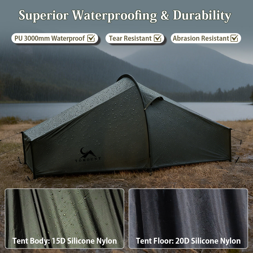 TOMOUNT Galle™ 1.5lb Ultralight 15D Nylon Solo Backpacking Tent