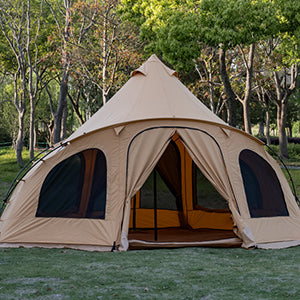 TOMOUNT Outrod™ Canvas 4 Person Bell Tent with Stove Jack