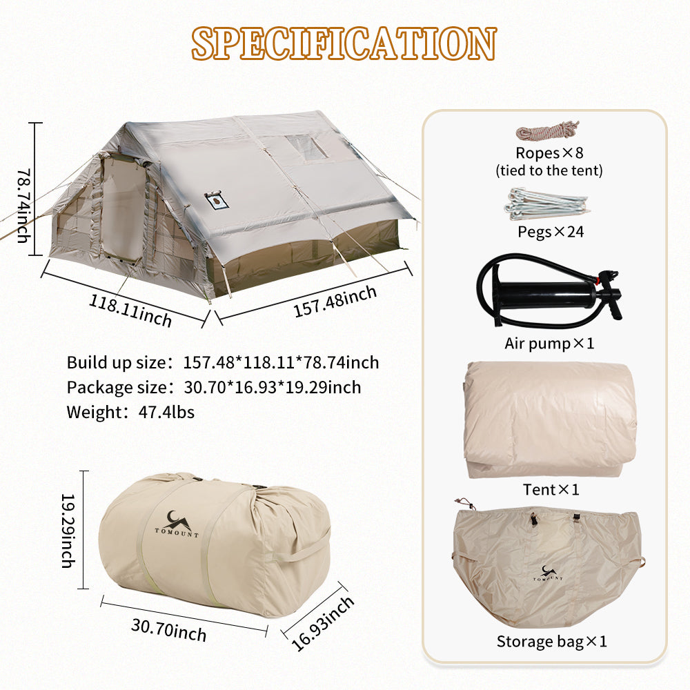 TOMOUNT Hrab™ Luxury 8-Person Family Air Glamping Tent