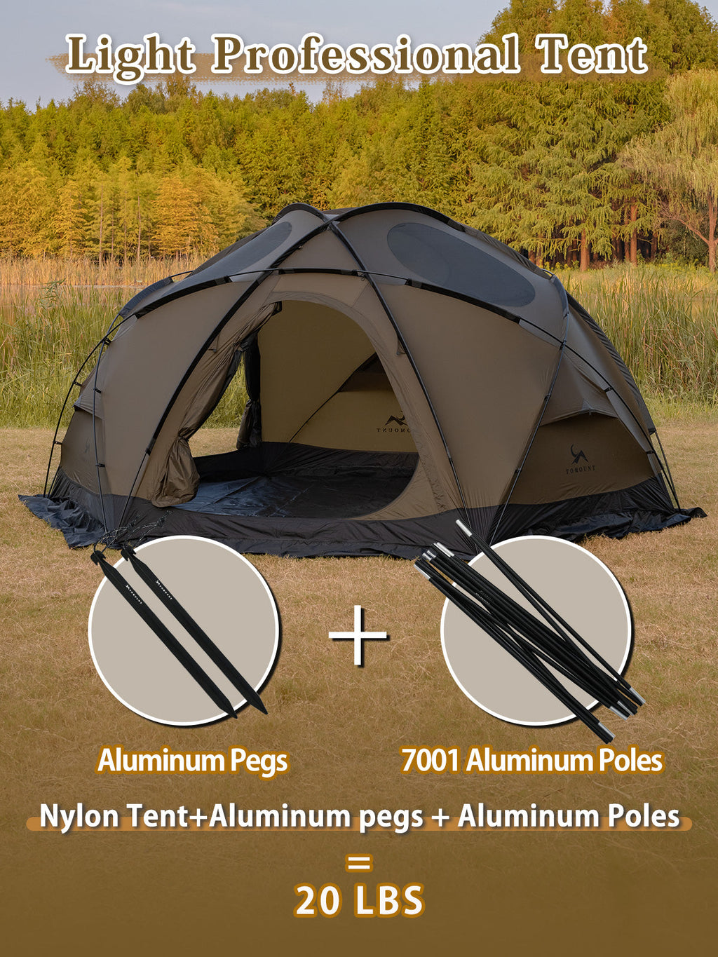 TOMOUNT Zeal™ Dome 4-Season Ultralight Nylon Tent with Stove Jack